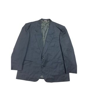 Henry Grethel Mens Pure Wool Pinstripe Blazer Navy Blue Two Button Sport Coat US